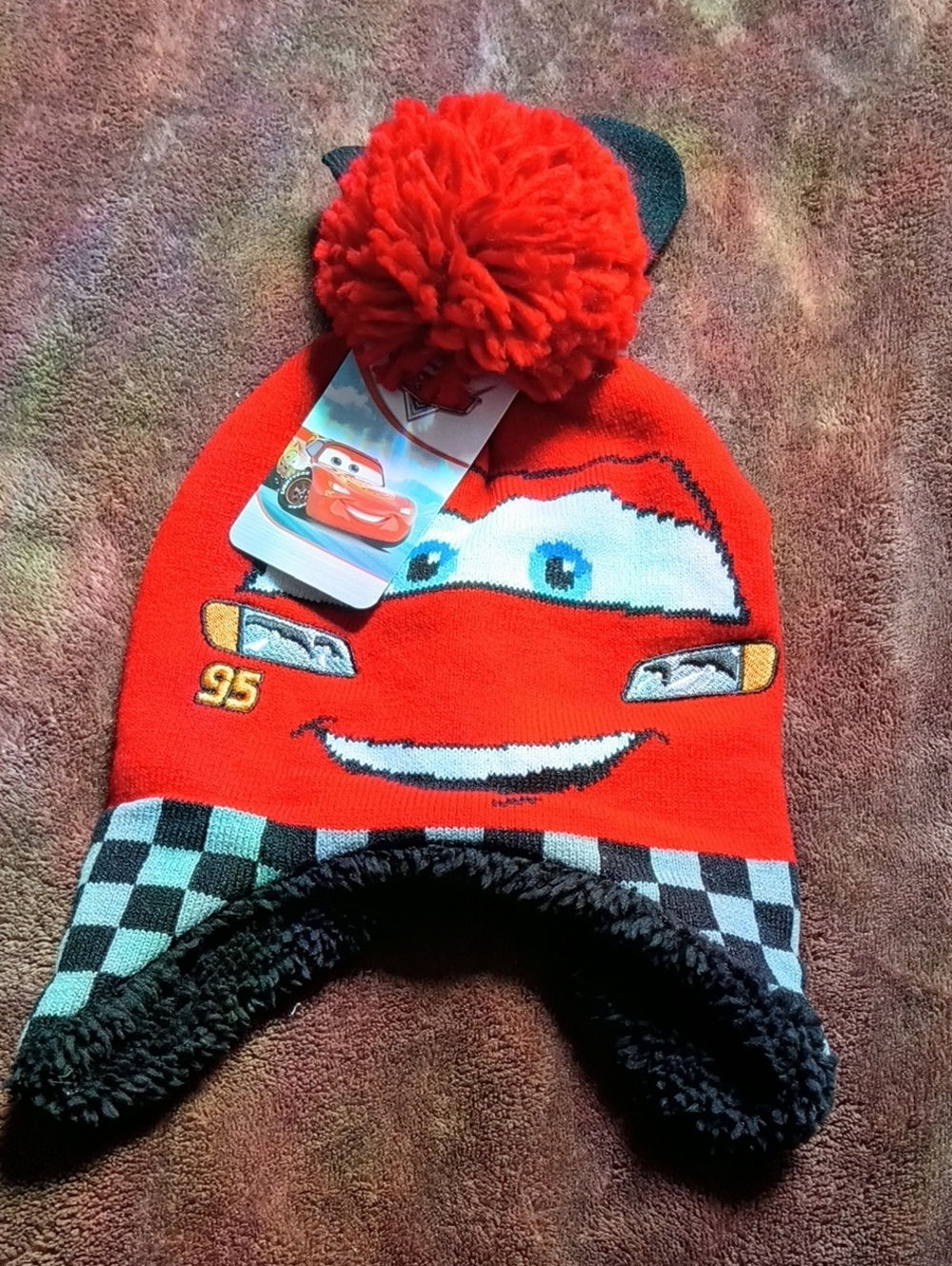 Disney Red Lightning McQueen Pom Earflap Knit Hat